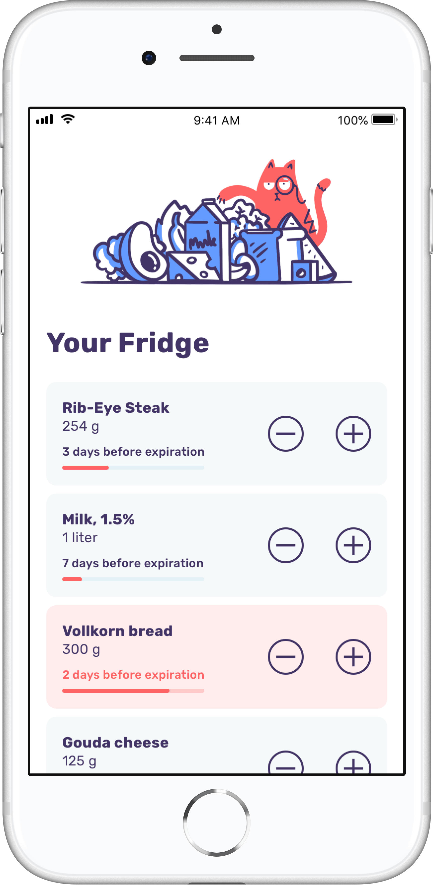 Always aware of your
            fridge's content with the chiriba app